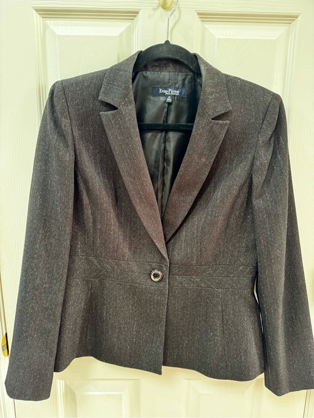 Evan Picone Women's Dark Gray Pinstripe Single-Button Blazer